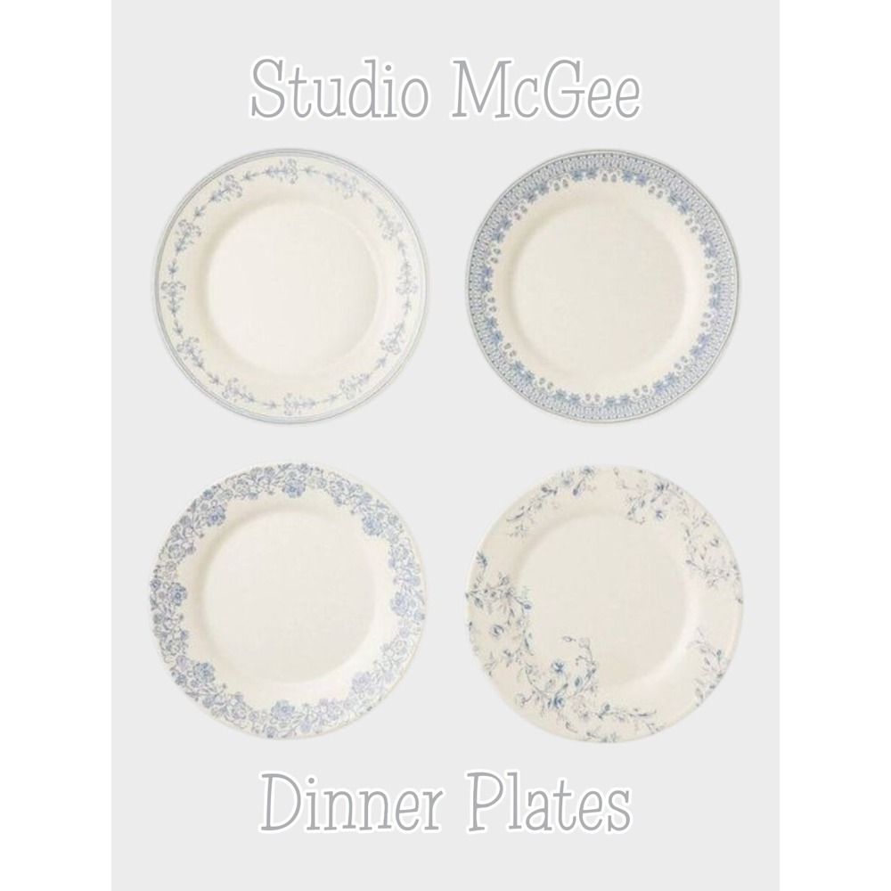 4pc 10.5" Melamine Mixed Pattern Dinner Plate Set‎ - Threshold Studio McGee